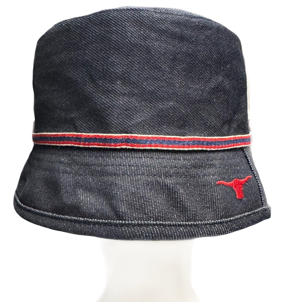 Elwood bucket hat dark denim red stripe longhorn logo vintage look S/M 7/7 1/8